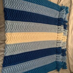 Blue and Cream Striped Blanket